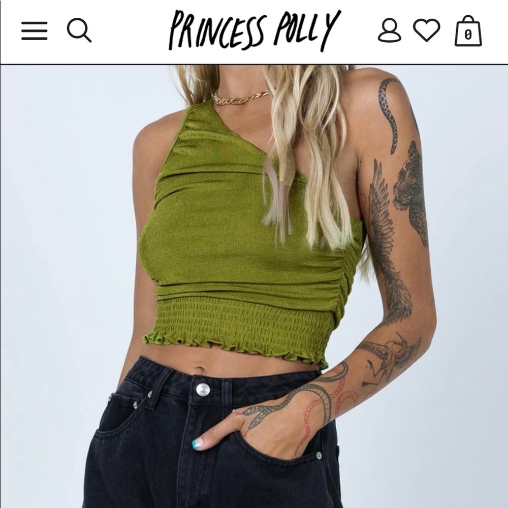 Princess Polly One Shoulder Green Top💚